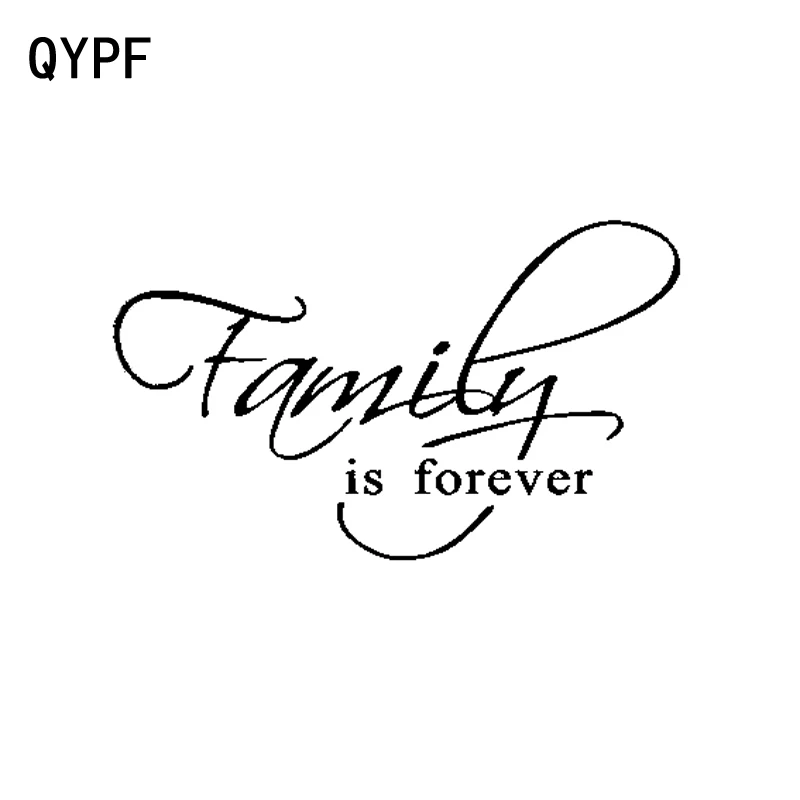 

QYPF 16cm*9.5cm Fashion Family Is Forever Decoration Car Sticker Decal Black Silver Vinyl Accessories C15-1472