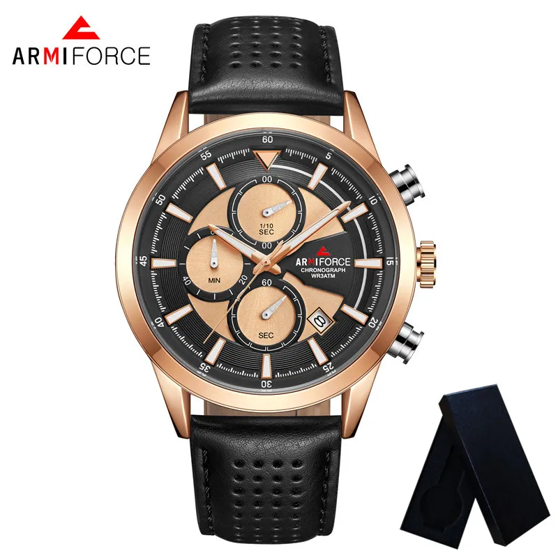 Armiforce мужские часы Топ люксовый бренд Золотой Хронограф Календарь спортивные мужские наручные часы Военные мужские часы Relogio Masculino 8008 - Цвет: AF800801