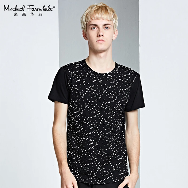2017 новая летняя футболка с принтом Мужская Футболка Slim Fit коротким рукавом пятна