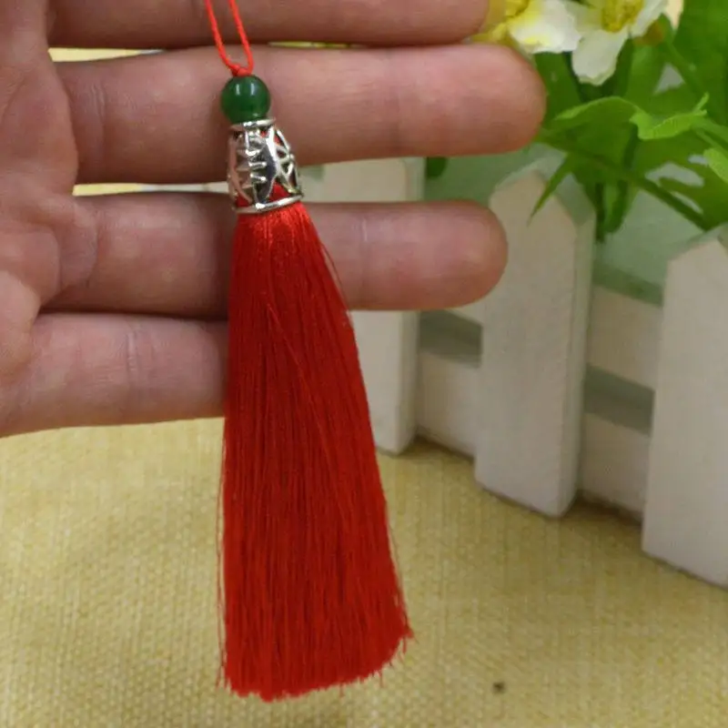 DoreenBeads 1 шт. один цвет кисточкой сплав ключ кисточкой с бисером мягкие шторы одежды Домашний текстиль закладки украшения 10 см длинные - Цвет: red