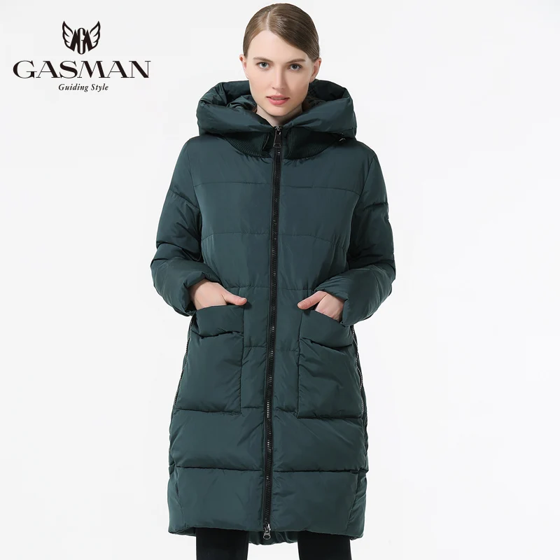 GASMAN 2019 Теплая Женская Куртка Средней Длинны открытое пальто большой размер