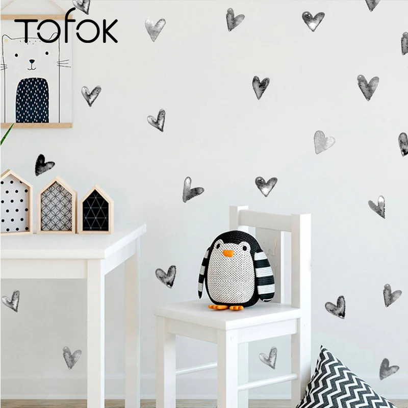 Tofok 24 шт./компл. чернила Сердце DIY Наклейка на стену акварель окрашенный стиль