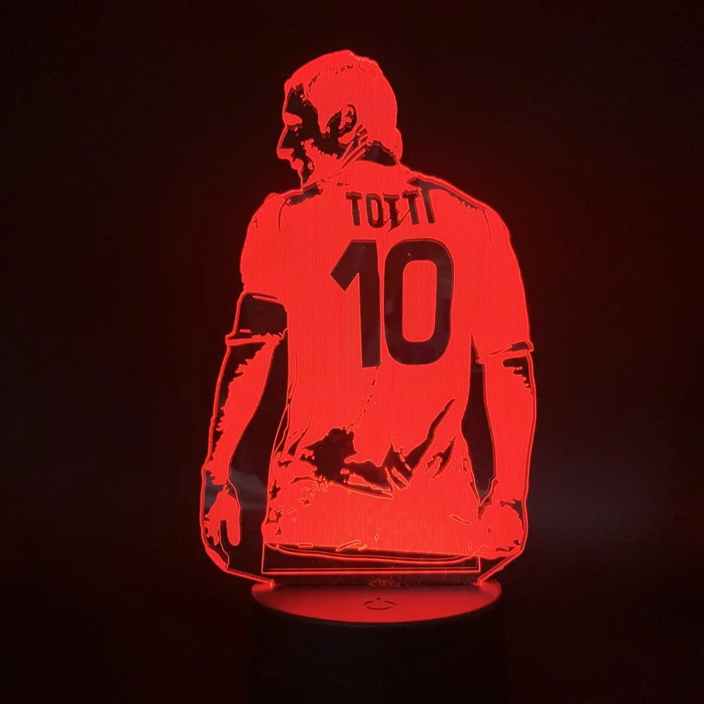 Светодиодный ночной Светильник футбол Футбол плеер Francesco Totti вид сзади Рисунок для офиса номер Декор подарок для друга для мальчиков настольная лампа