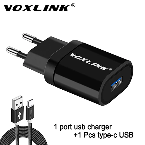 with type-c cable VOXLINK 5V 2.1A Dual USB универсальный Портативный дорожное настенное зарядное Зарядное устройство для iPhone X/8/7 Plus/6s плюс iPad Pro/Air samsung Galaxy Xiaomi - Тип штекера: with type-c cable
