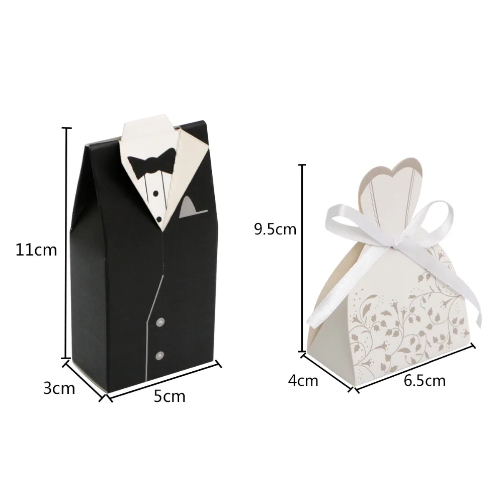 

2pcs Groom dress bride Candy Bag wedding dress Paper Bags for Wedding Decor Baby Shower Birthday Gift Bags Wrapping Supplies