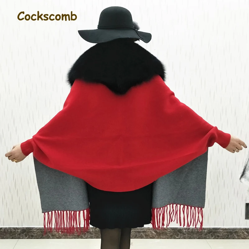 Cockscomb настоящий цельный воротник из лисьего меха Женский кашемировый шерстяной