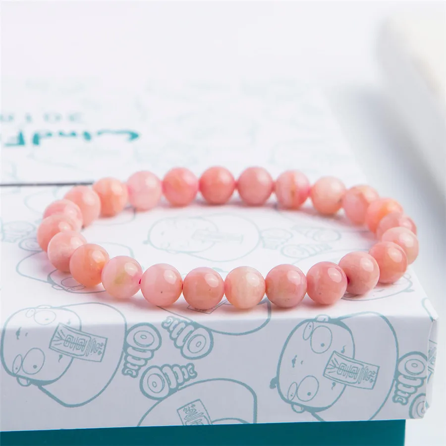 Wholesale Genuine Pink Natural Stone Bracelets Women Femme Stretch Healing Crystal Round Bead Opal Bracelet | Украшения и