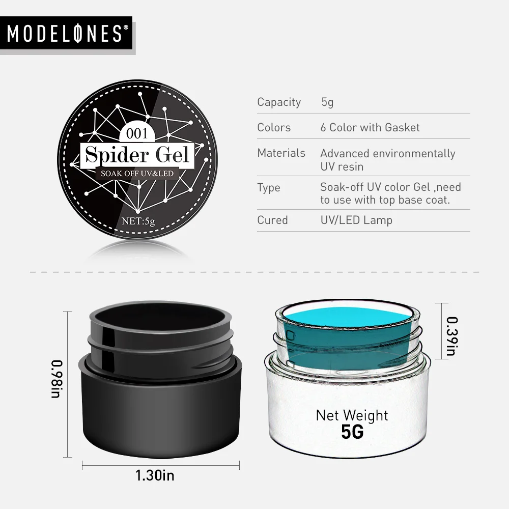 Modelones, 3 шт./лот, Гель-лак для рисования в виде паука, УФ-гель для рисования ногтей, креативный Набор лаков с проволочной линией, Полупостоянный Гибридный гель