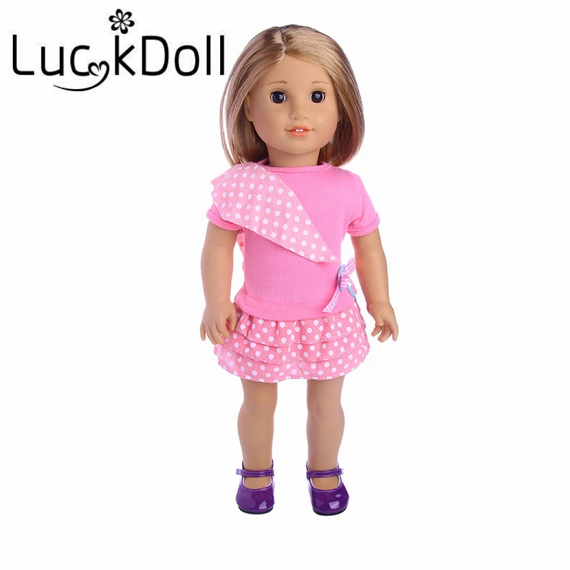 LUCKDOLL розовый шить Плиссированное Платье для 43 см ухода за ребенком мам кукла или