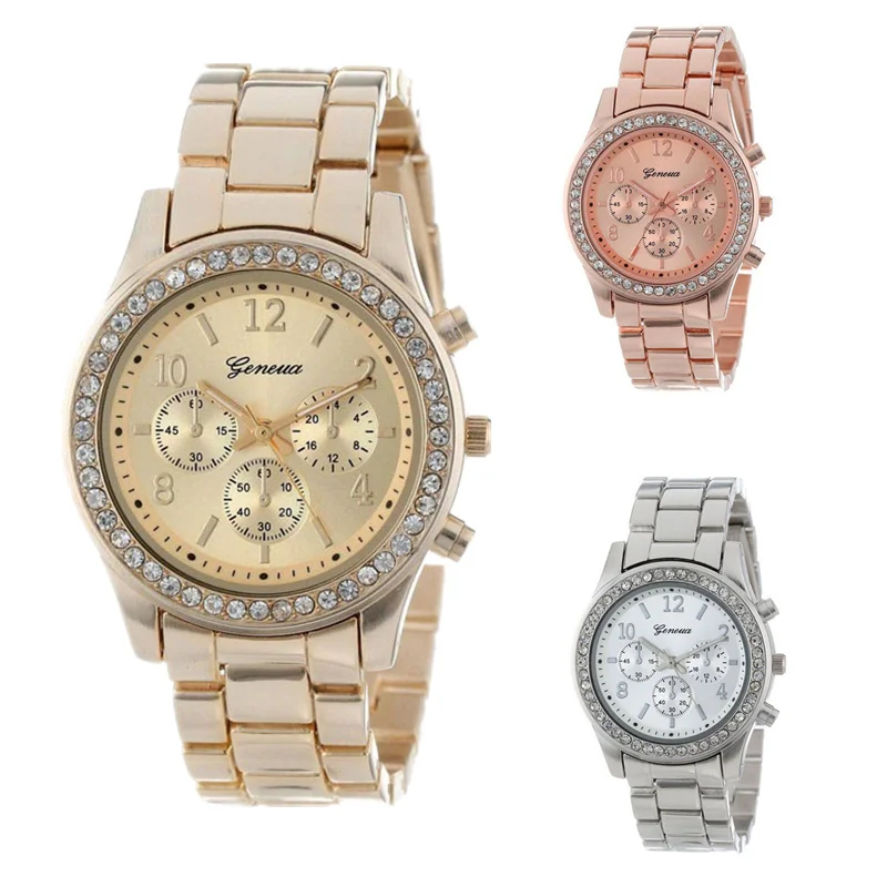 Geneva классические роскошные часы со стразами женские модные Reloj Mujer Relogio