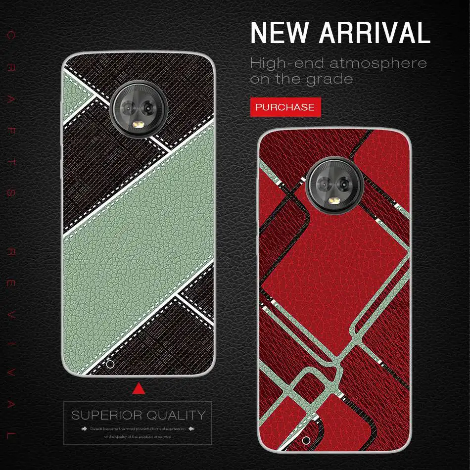 ASTUBIA For Motorola Moto G6 Case Silicone Imitation Leather Geometric figure Cover |