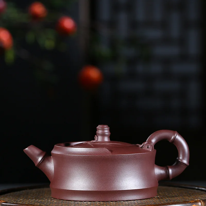 

Clay Pot Famous Artisans Hand-made Raw Mine Purple Clay Bamboo Fun Pot Tea Preservation Pot Kungfu Teapot Teaware Gift