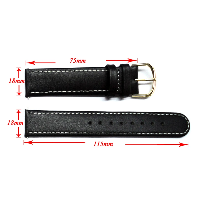 YQI Genuine Leather Watch Strap 18mm Band Black Thin soft Watchband With Stainless Steel Buckle For Watches Free Shipping | Наручные часы