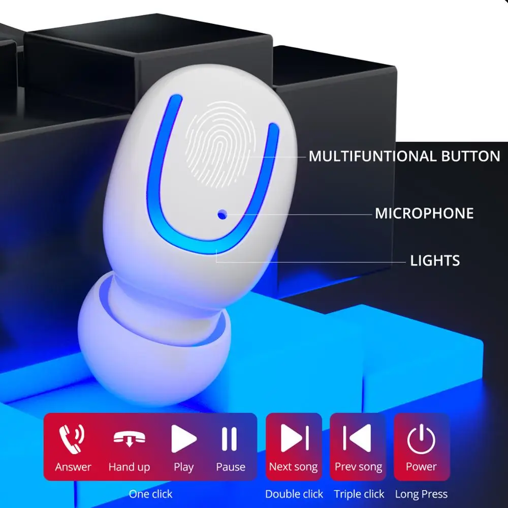 Наушники FONKEN TWS Bluetooth 1500 мА/ч внешний аккумулятор настоящие беспроводные наушники