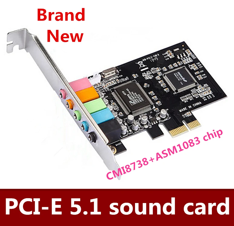 Фото Совершенно новая звуковая карта PCIE 1 шт./лот 6-канальная CMI8738 чип PCI-E 5 стерео
