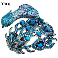 yacq peacock bracelet women crystal bangle cuff punk rock fashion jewelry gifts for girlfriend wife her mom a29 dropshipping