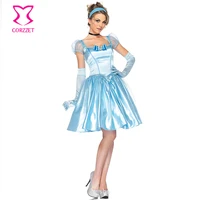 fairy tale role playing game blue adult princess cinderella costume carnival party halloween sexy costumes women cosplay dresses