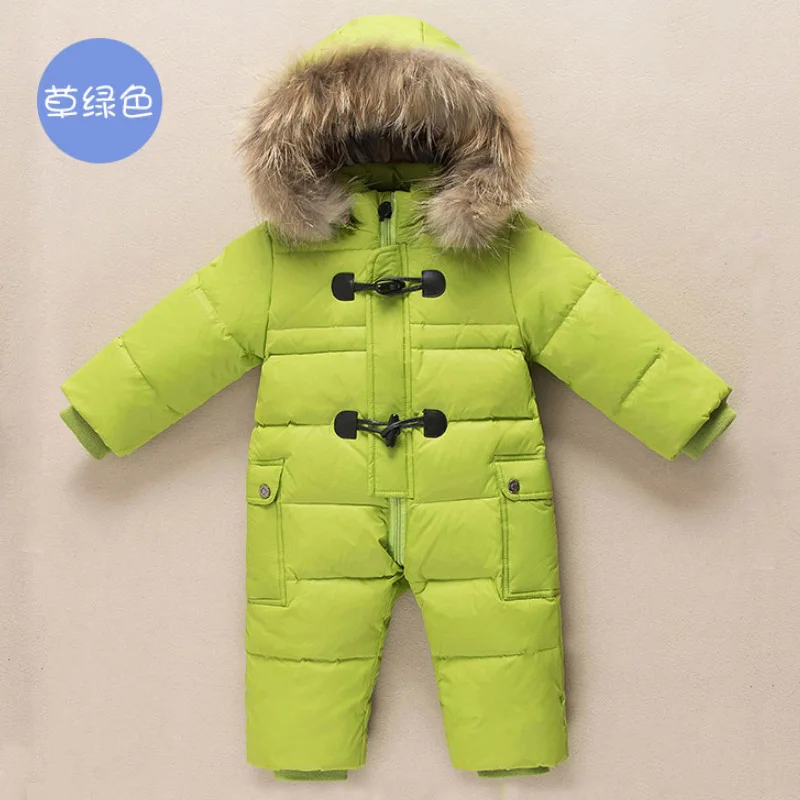 Infant down jacket boy winter romper open file female baby thick white duck down out to hold warm onesies
