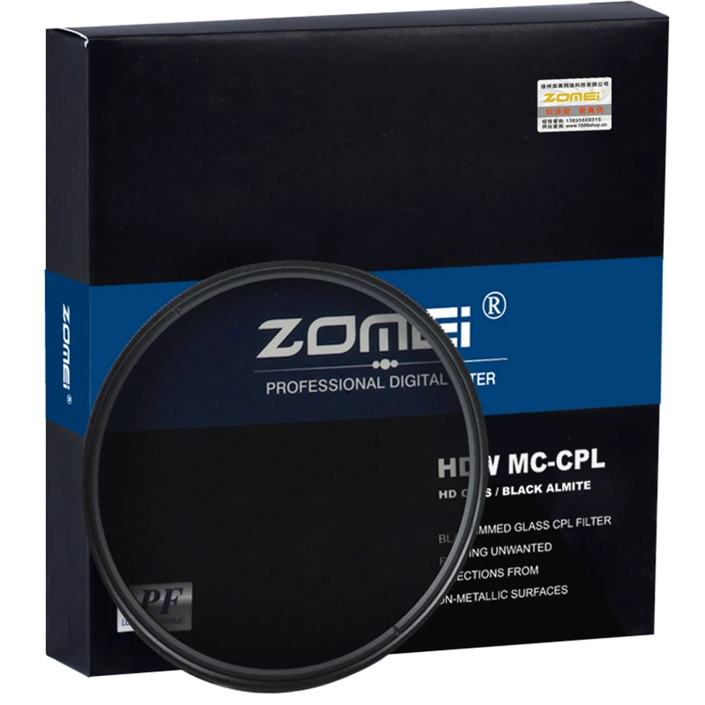 Zomei HD Ультра Тонкий CPL фильтр 40 5 мм 49 58 62 72 77 82 круговой поляризационный CIR-PL тонкий