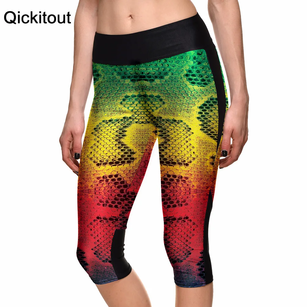Популярные женские 7 точечные брюки леггинсы цветной Змеиный узор необычный