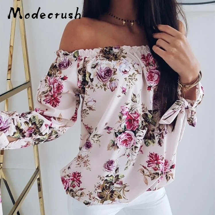 Женский топ с открытыми плечами Modecrush повседневный бандажный и вырезом лодочкой