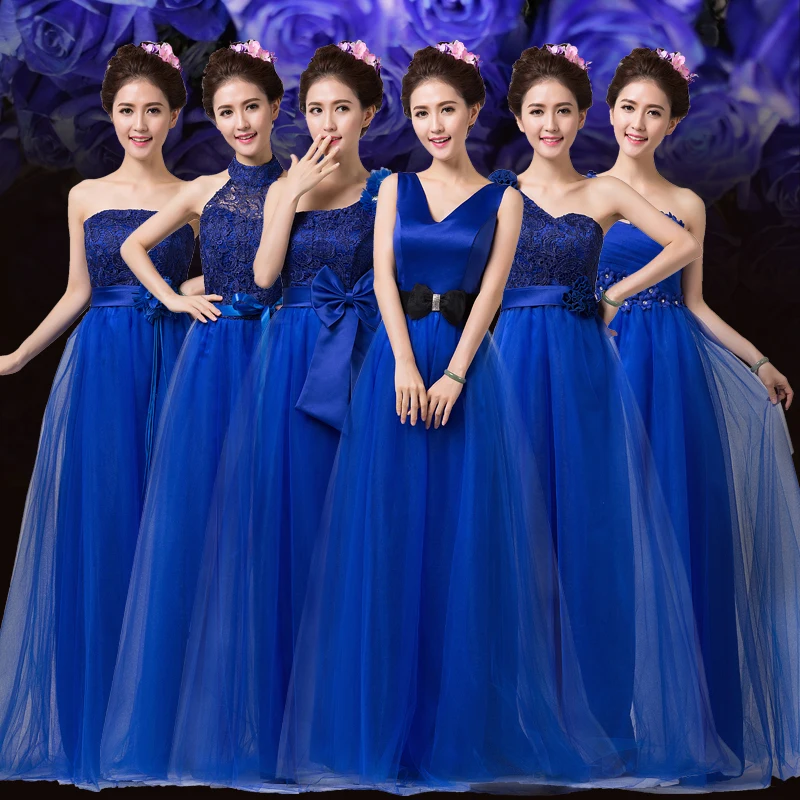 

2017 new Bridesmaid Dresses plus size stock cheap under $50 blue tulle satin long a line romantic elegant romantic jyx1888