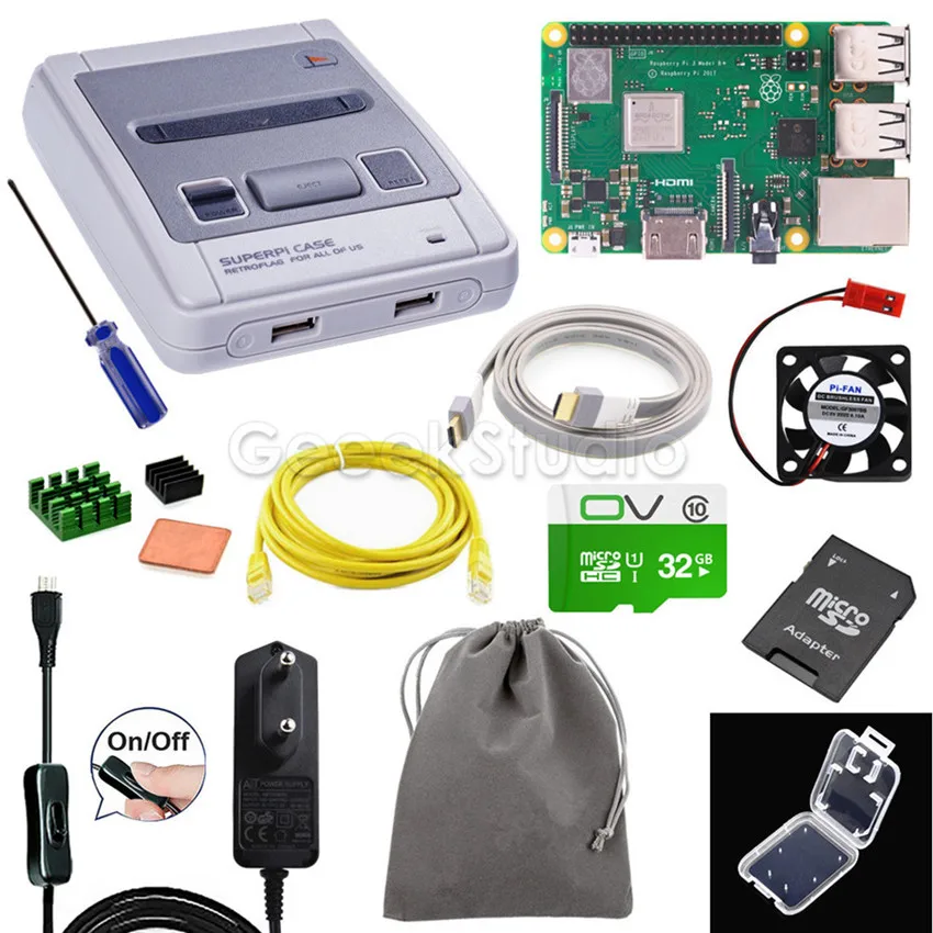 CASE Raspberry Kit Retroflag чехол SUPERPi-J NESPi чехол функциональная кнопка дополнительный игровой контроллер сумка для переноски для Raspberry Pi 3B+/3B/2B - Цвет: CASE Raspberry Kit