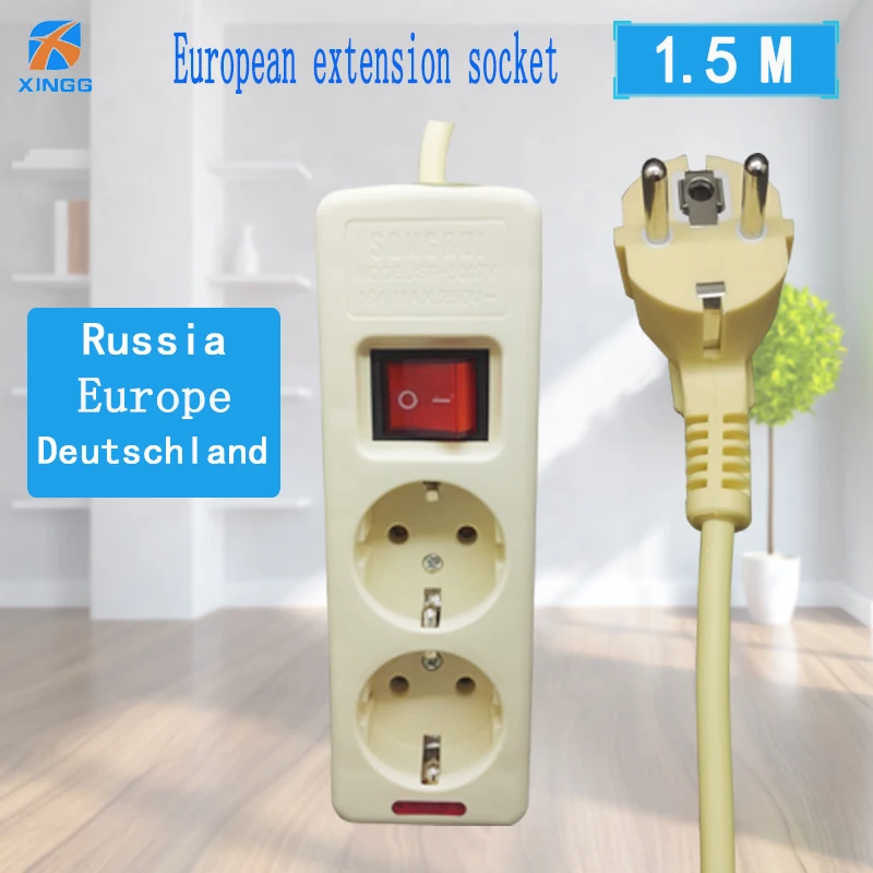 250 В 16А ЕС мощность полосы несколько 2 3 4 5 6 отверстие способ AC розетки разъем удлинитель 4,8 мм 2 Pin с удлинителем шнур
