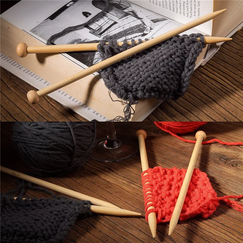 

36PCS Bamboo Knitting Needles Set Single Pointed Carbonized Needles For Knitting 9 Inches Length, 2.0-10.0mm for Knitting Tools