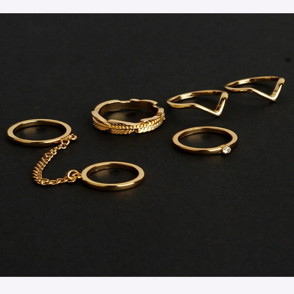 6Pcs/Set High Quality Fashion Ring Jewelry for Women Infinity Gold Mid Nail Knuckle Finger Rings | Украшения и аксессуары