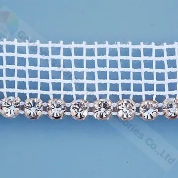 10 ярдов 1 ряд ручная работа прозрачные стразы с односторонней черно белой