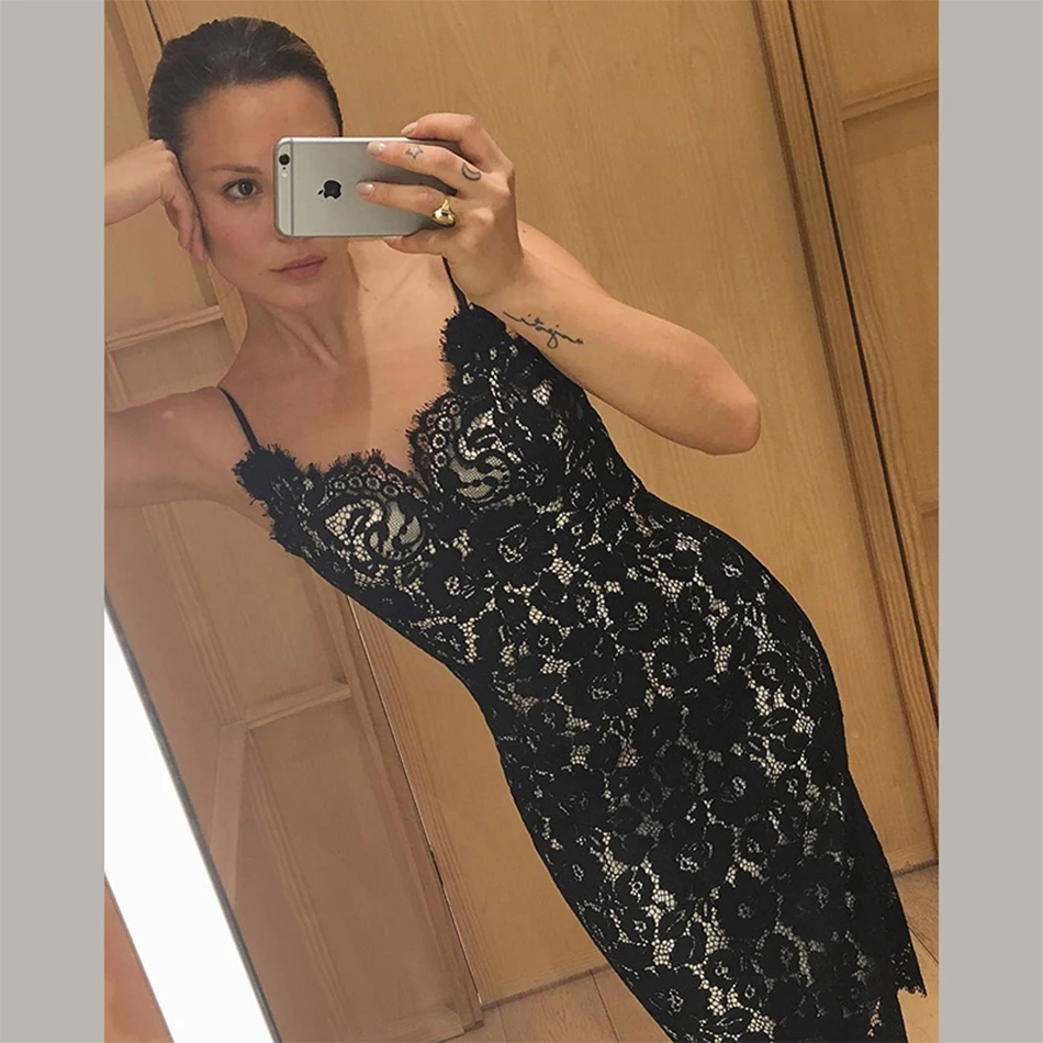 Новинка 2018 Бандажное платье для женщин знаменитостей спагетти ремень v-образный