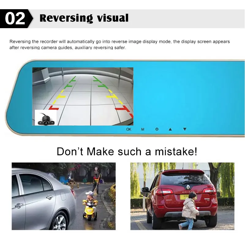 Full HD 1080P Car DVR Mirror Digital Video Recorder Auto Dvrs Dual Cameras Rearview Monitor night vision Rear Camera 720P |