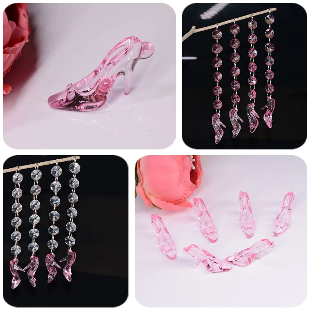 12 шт. розовые акриловые туфли на высоком каблуке с кристаллами Очаровательные