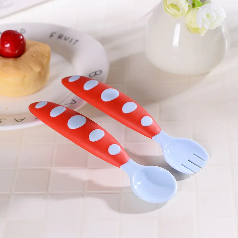 2pcs/set Baby Flatware Plalstic Spoon Fork Sets Children Healthy Safety Eco-friendly Dinnerware Learning Portable Sporks | Дом и сад