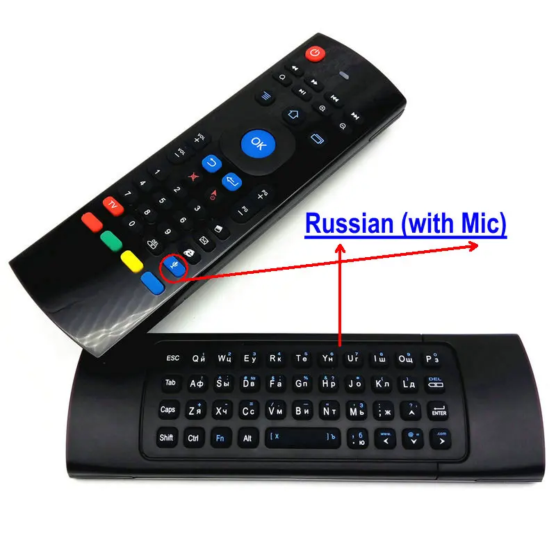 Tikigogo TK3 Fly Air мышь клавиатура Русский Микрофон Голос 44 ИК обучения для Android Smart tv Box PK MX3 T3 T6 пульт дистанционного управления