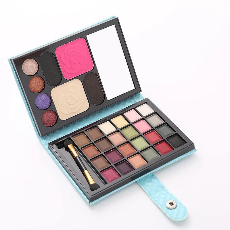 32 Color Wallet Eye Shadow Blush Eyebrow 3 In 1 Trimming Brightness Glitter Waterproof Eyeshadow Palette Cosmetic Contouring Kit