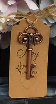 20 компл./лот DIY Свадебные сувениры забавные вечерние подарки назад подарки для гостей клевер дизайн старинный ключ открывалка для бутылок пива+ карта+ струна - Цвет: 3-Bronze