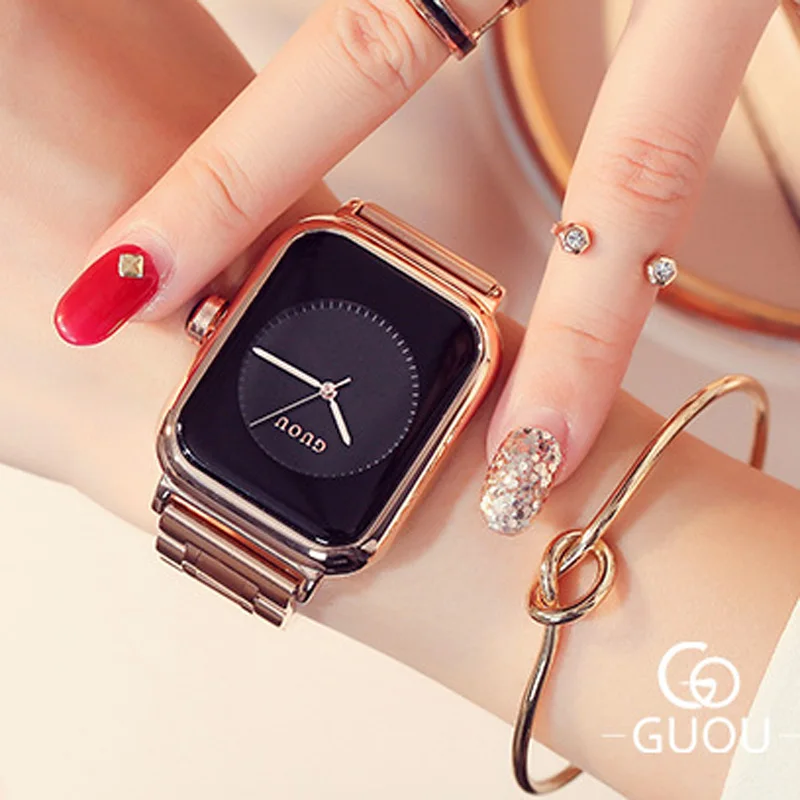 GUOU Relogio Feminino роскошные часы женские часы модные женские часы из розового золота Женские часы saat reloj mujer