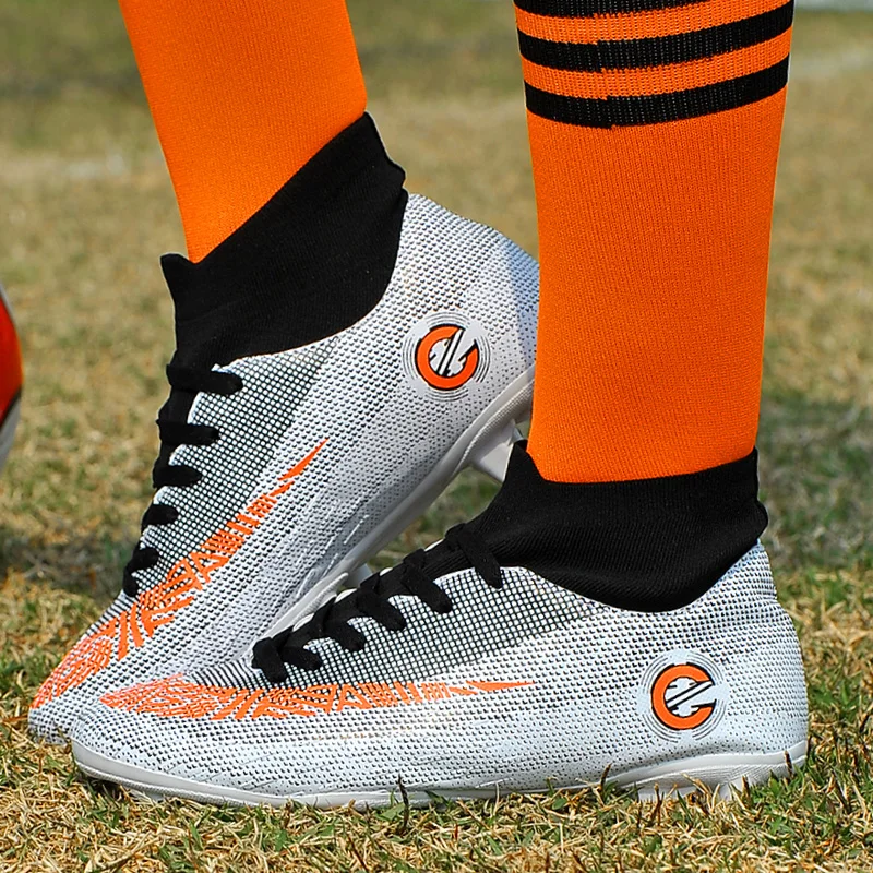

Outdoor Men Boys Soccer Shoes Football Boots High Ankle Kids Cleats Training Sport Sneakers Size 34-45 Dropshipping