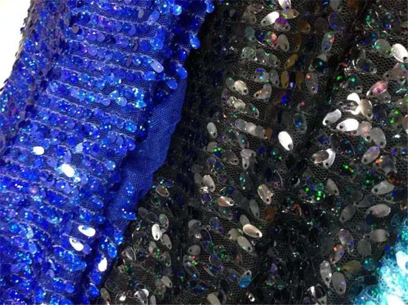 

2017 New Arrival Sale 125cm Width 3 Yards Length Seed Laser Black Sequin Fabric