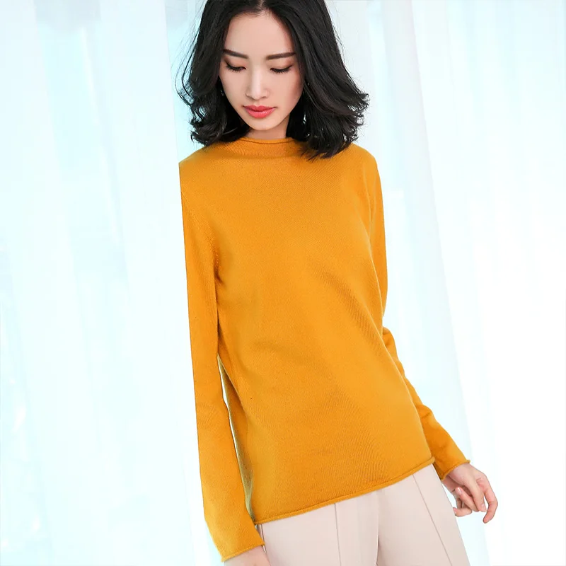 Новое поступление весенний женский свитер с круглым вырезом пуловер шерсть