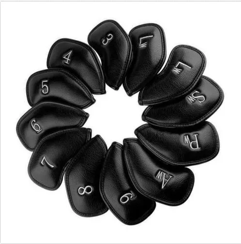 12 шт./компл. черный чехол для гольфа из высококачественной искусственной кожи с