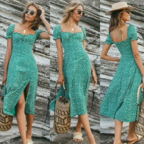 Женское платье в горошек Boho элегантное вечернее с цветочным принтом Клубная
