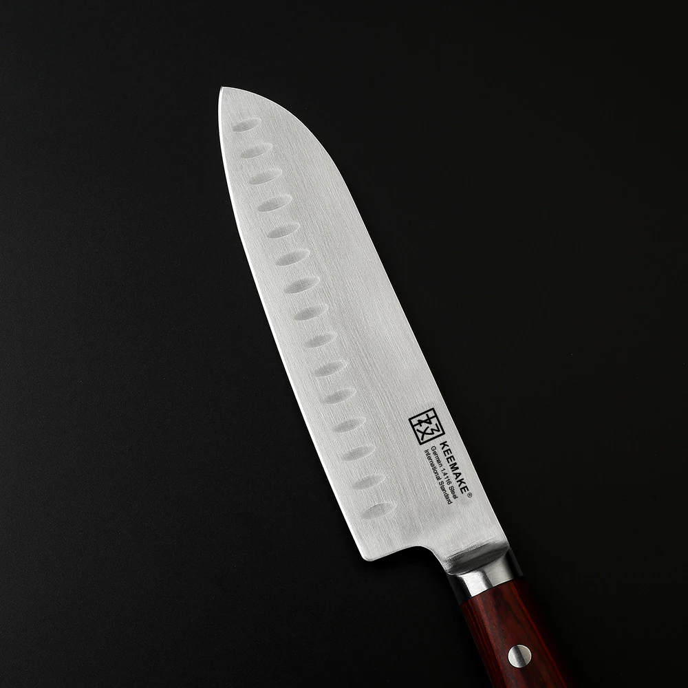 SUNNECKO 7 дюймов Santoku кухонный нож шеф-повара немецкая 1,4116 сталь 58HRC сильное острое лезвие бритвы цвет деревянная ручка резак инструменты