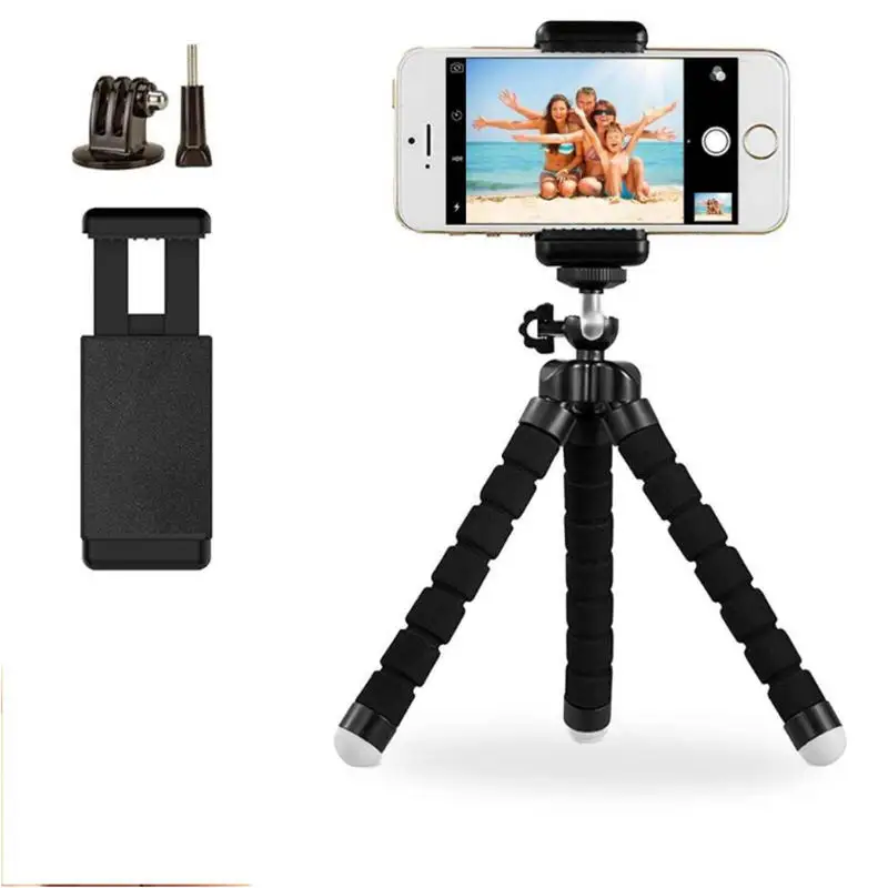 with phone clip Wrumava гибкий Мини Осьминог штатив для телефона кронштейн Подставка монопод с винтом для GoPro Hero 5 4 3+ 2 Xiaomi Yi аксессуары - Цвет: with phone clip