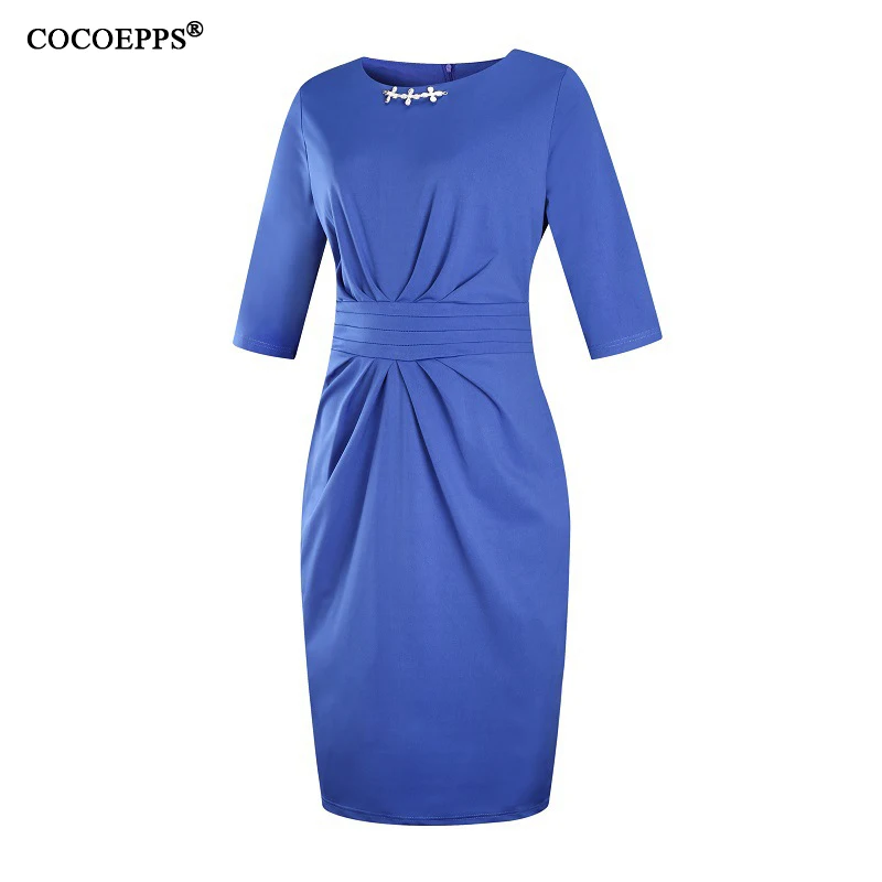 Женское облегающее Платье До Колена платье большого размера с круглым вырезом и