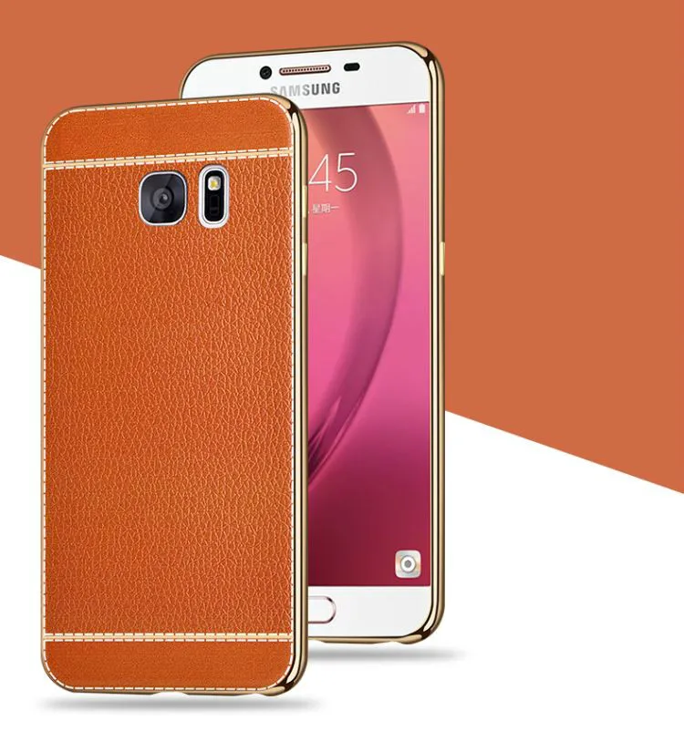 Коричневый Роскошный кожаный чехол с покрытием для samsung S10 S10E S10Plus, мягкий силиконовый чехол из ТПУ для samsung S10 S9 S8 Plus S6 S7 edge Note9, чехол - Цвет: Коричневый