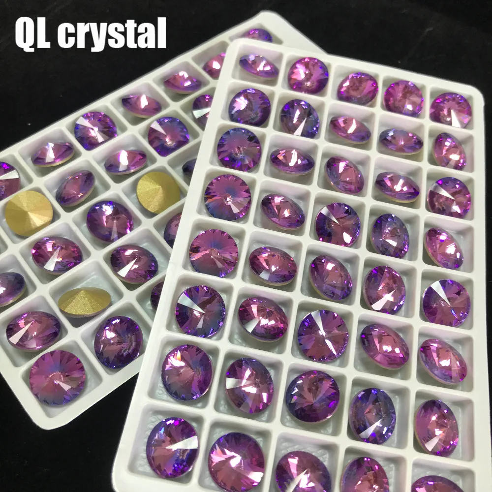 QL Crystal Tourmaline K9 Glass 12mm Round Pointback Fancy Stone for DIY garment bags shoes Jewelry accessory | Дом и сад