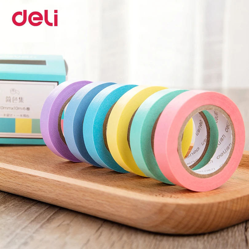 Deli 6 шт. в наборе цветов Офисная клейкая лента скрапбукинг Васи стикер этикетка